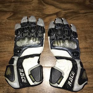 Hein Gericke motorcycle gloves, white, size L.